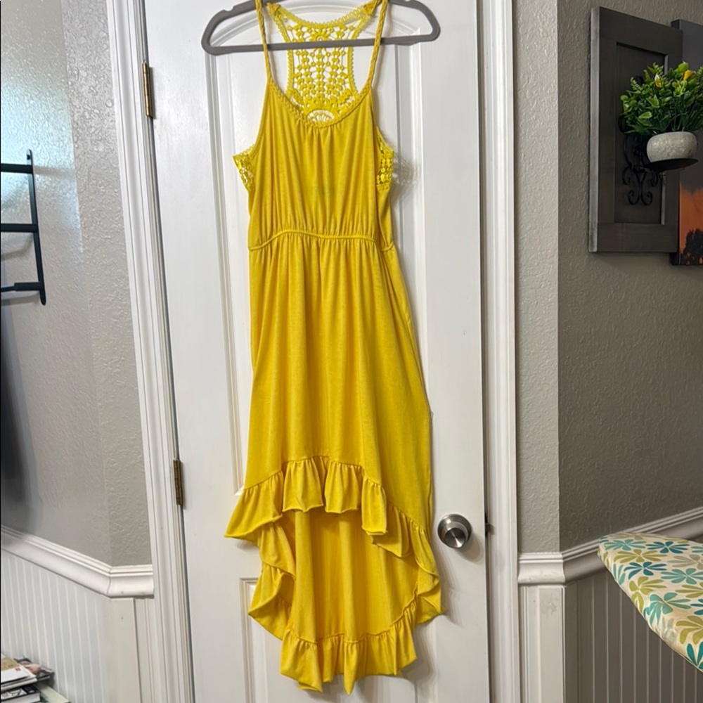 Yellow Ruffled Hi-Low Tank Dress